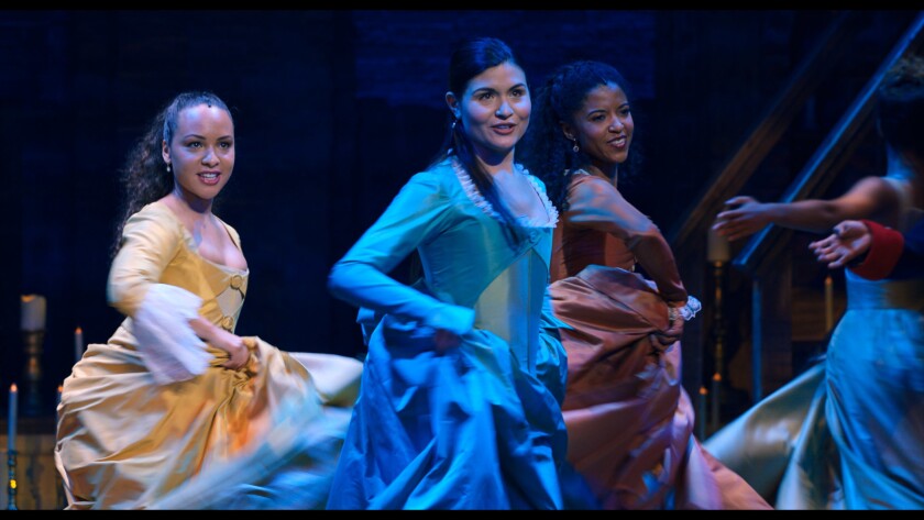 Jasmine Cephas Jones, Phillipa Soo and Renee Elise Goldsberry in "Hamilton."