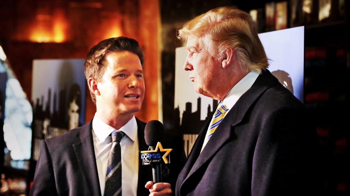 Donald Trump is interviewed by Billy Bush of "Access Hollywood" in New York on Jan. 20, 2015.