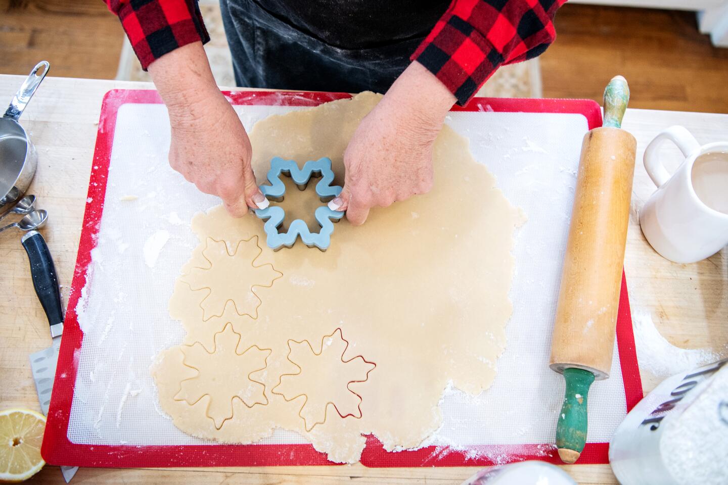 Saeta bakes desserts in advance of the holiday party and freezes them.