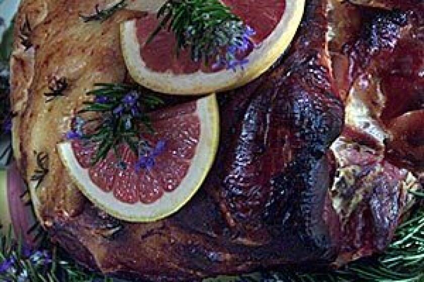 GLISTENING: Easter ham with grapefruit glaze.