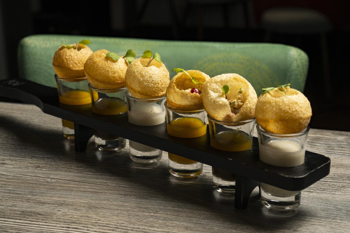 Pani puri poppers from Cali Chilli restaurant.