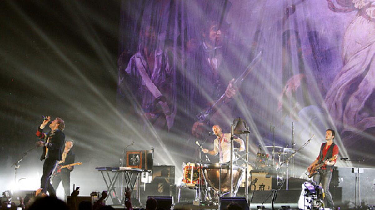 Coldplay, performing at the Forum in Los Angeles.