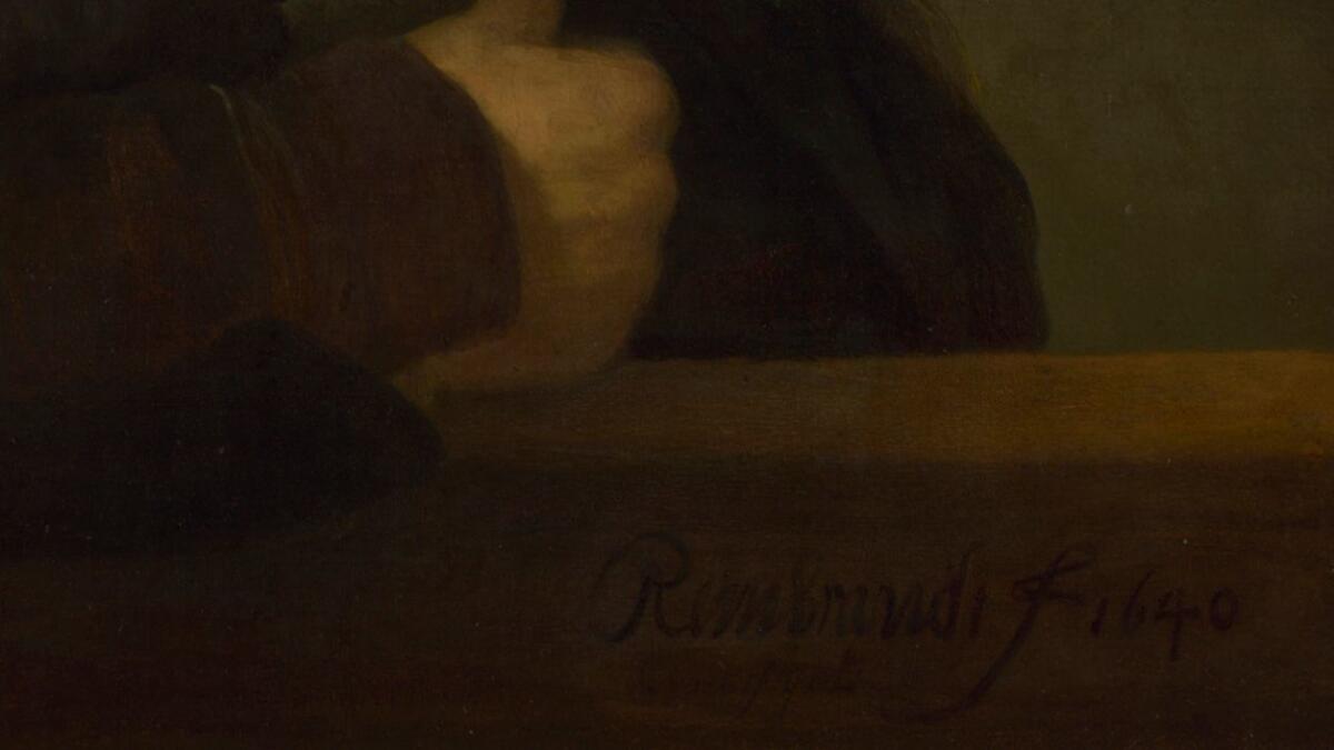 Rembrandt's signature on his "Self Portrait at the Age of 34."