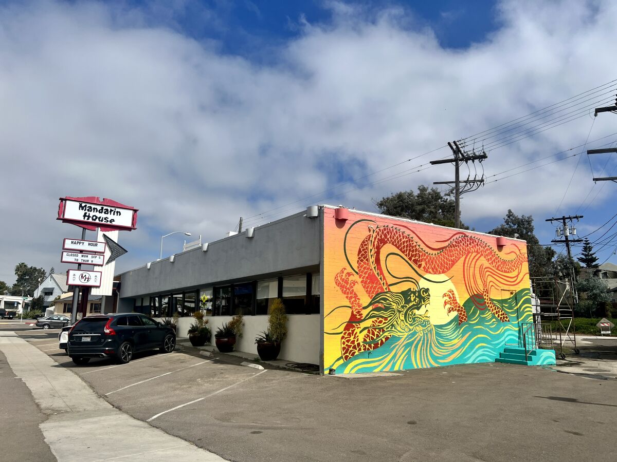 "The Dragon Mural" at Mandarin House restaurant is a nod to the former Green Dragon Colony in La Jolla.