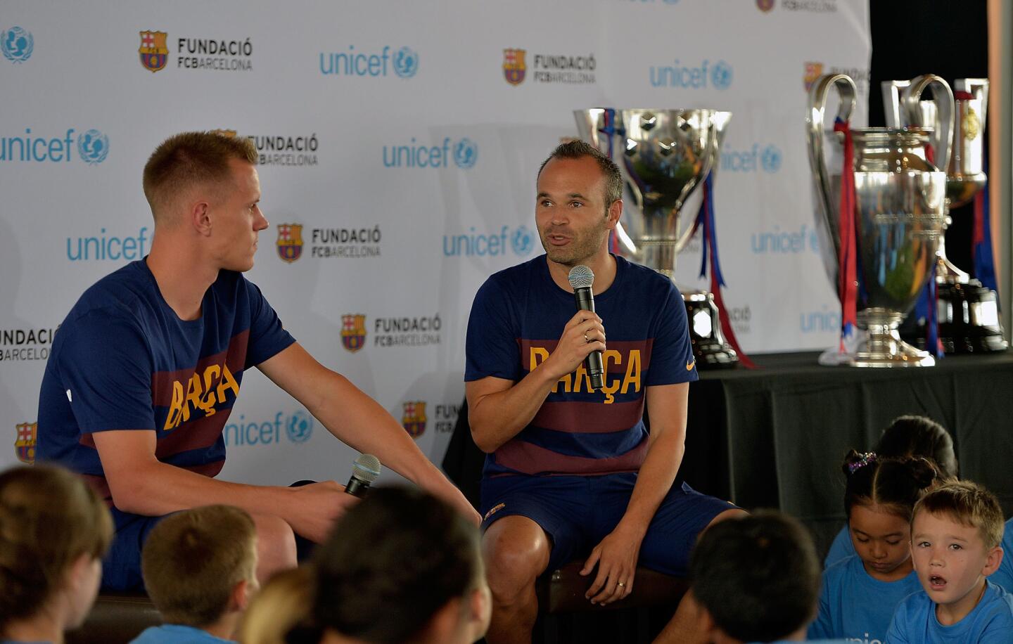 UNICEF And FC Barcelona Host An Event Where Children Talk About Empowering Lives Through Sport With FCB Players
