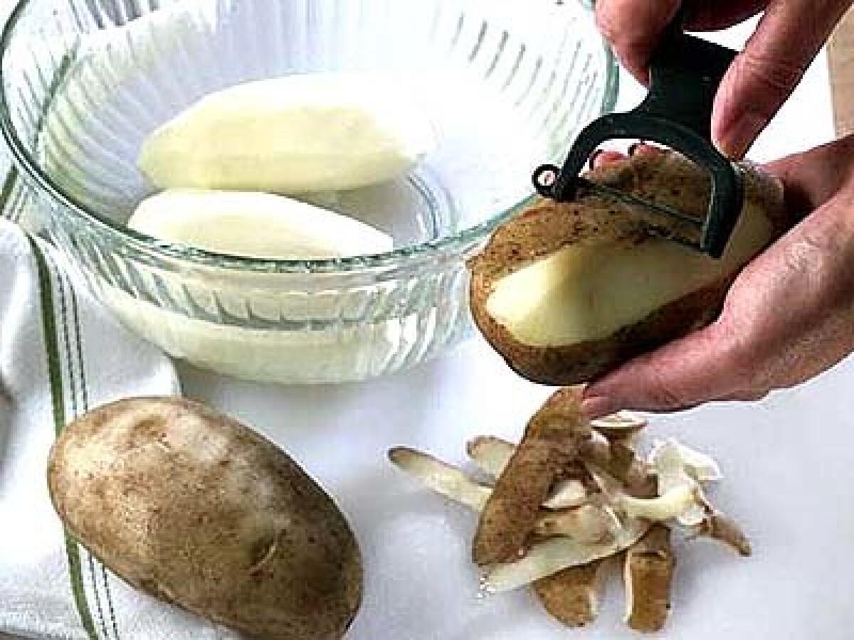 Soak potatoes in water after peeling to prevent them from turning brown.