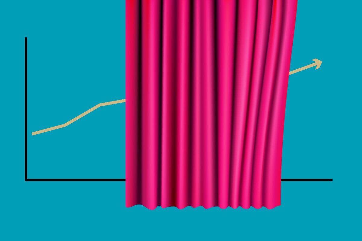 a curtain covers part of a line graph