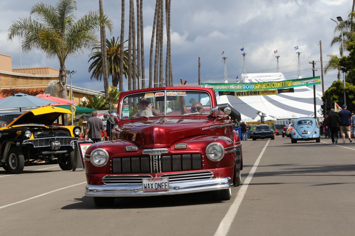 A car cruises at the Del Mar Fairgrounds during a previous year of Goodguys Meguiar’s Del Mar Nationals.