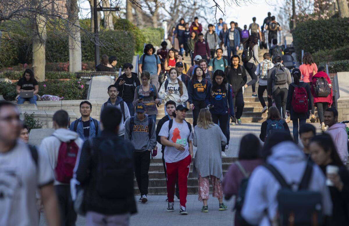 Students on the UCLA campus in January 2019.