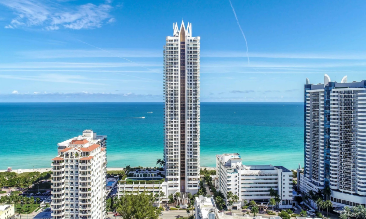A view of the 47-story Akoya, center, in Miami Beach.
