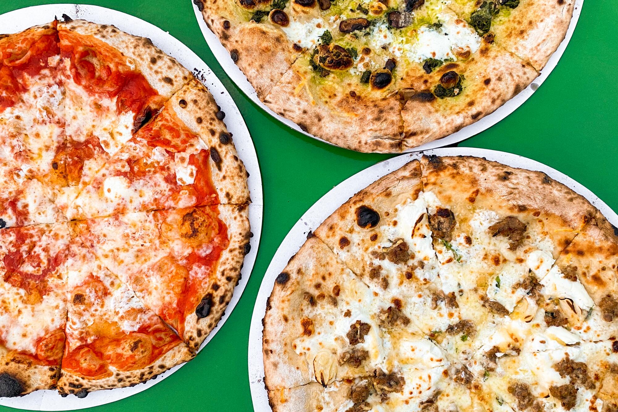 A trio of pizzas at Side Pie in Altadena.