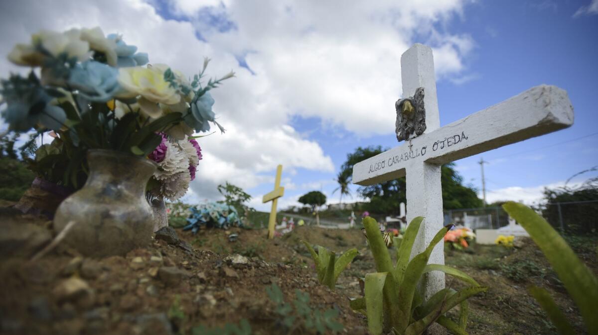 A burial site at the municipal cemetery in Vieques, Puerto Rico on Sept. 8.