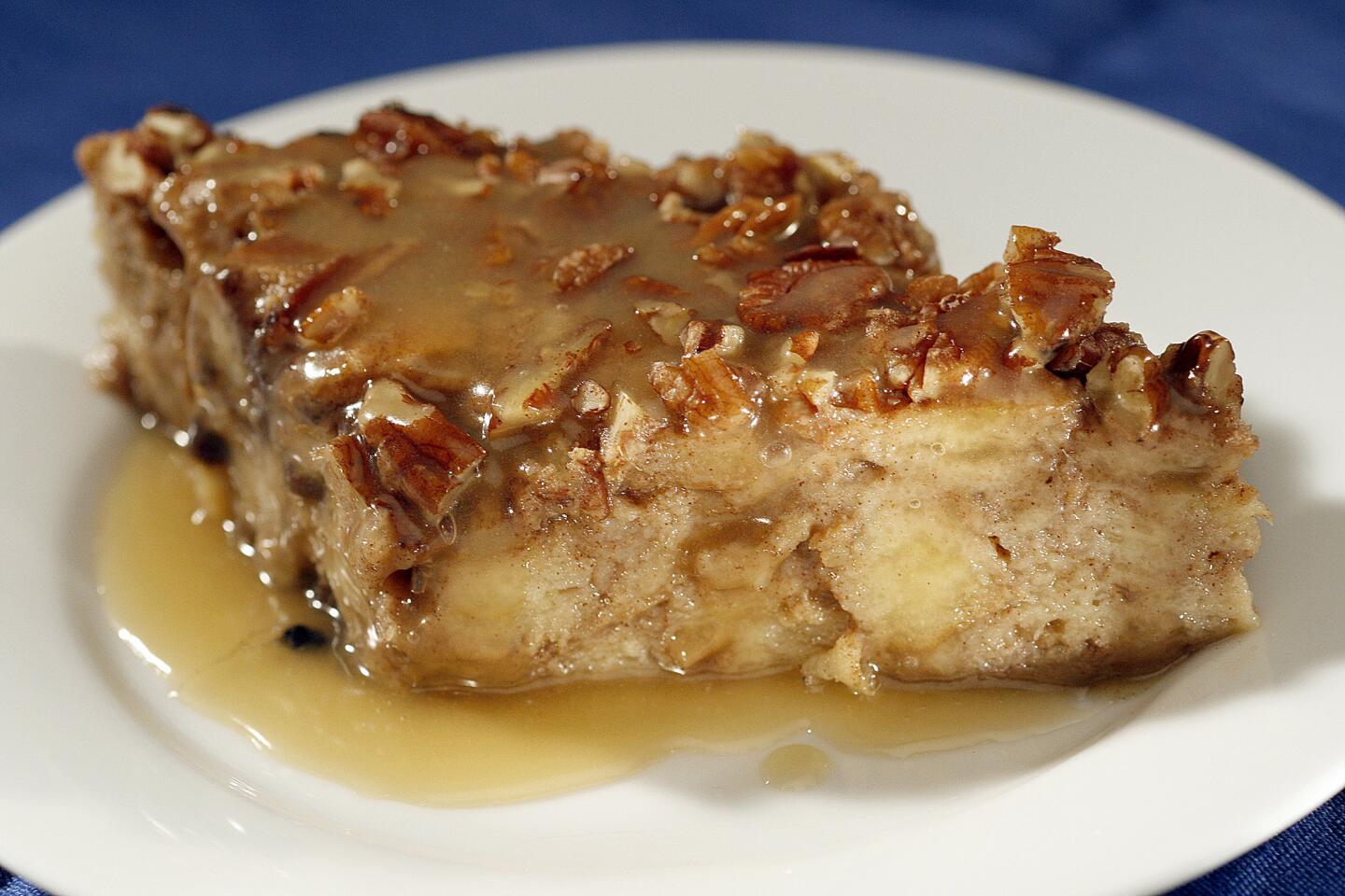 Sweet potato bread pudding with rum sauce