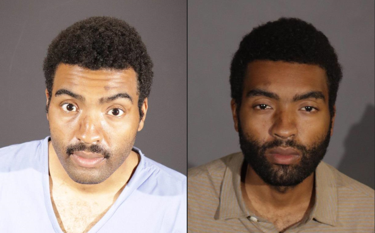 A man in two undated mug shots, one with a mustache and one with full facial hair.