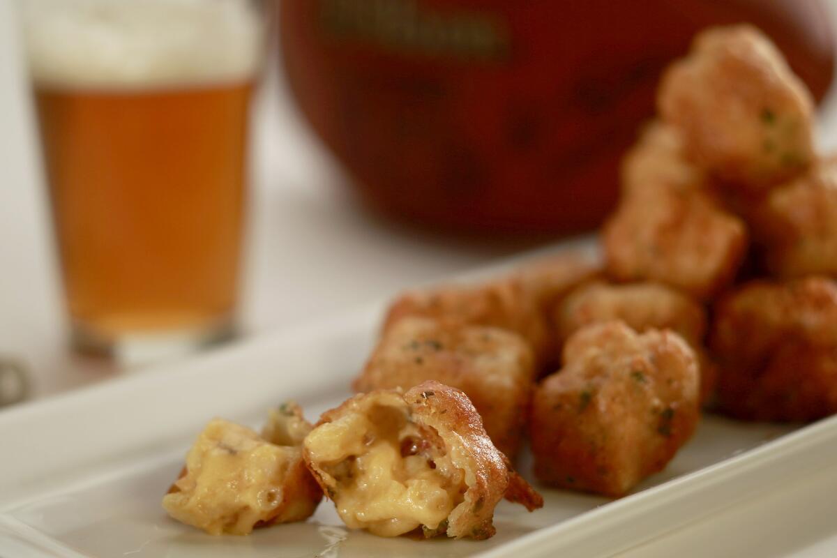 A bitter IPA pairs perfectly will chedder in this deep-fried mac 'n' cheese.