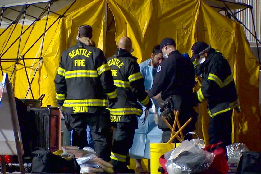 Harborview hazmat incident A Seattle hazmat team responds to a radioactive leak at the Harborview Medical Center Research and set-up a HOT ZONE to treat people\ were possibily contaminated for radiation exposure. . (KOMO News)