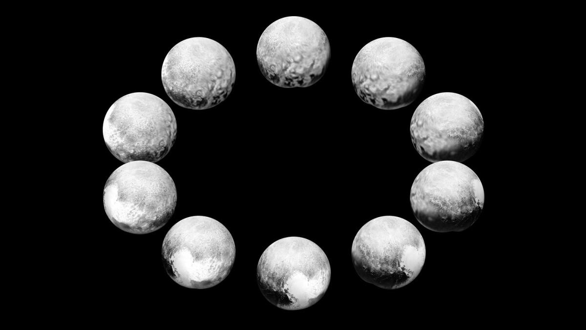 The New Horizons spacecraft snapped a series of 10 close-ups representing one Pluto day or 6.4 Earth days in July 2015.