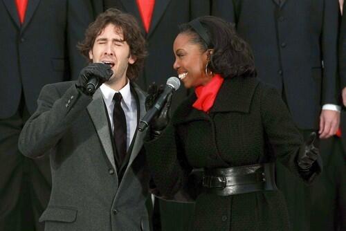 Josh Groban and Heather Headley perform at the We Are One concert at the Lincoln Memorial.