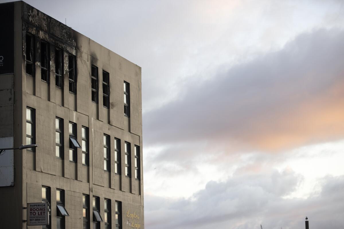 Fire-damaged hostel in Wellington, New Zealand