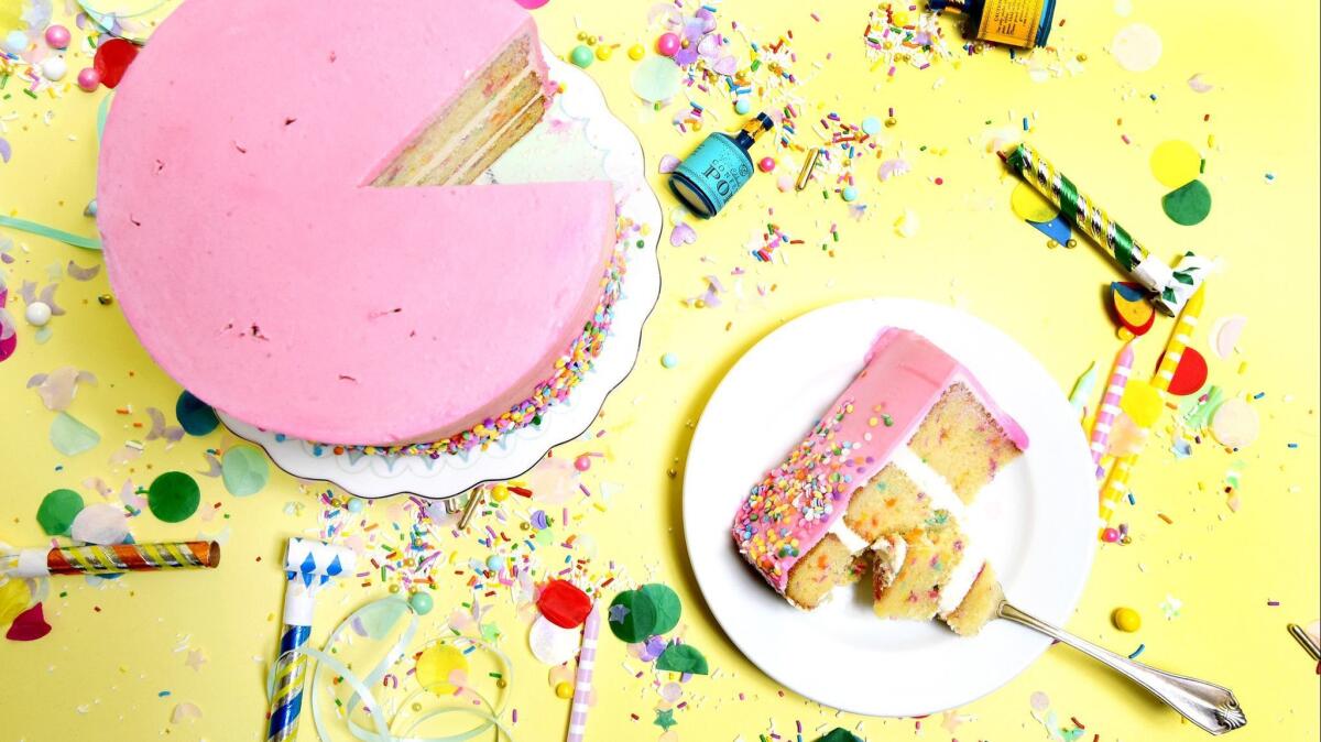 The pink confetti layer cake from Big Sugar Bake Shop.