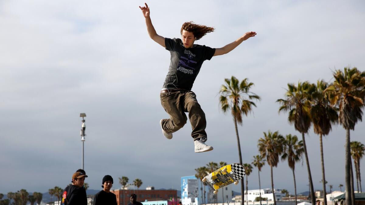 Ethan DeMoulin at Venice Beach Skate Park, a classic park on the beach.