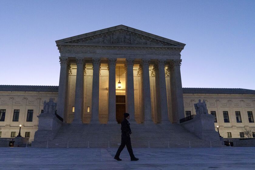 The U. S. Supreme Court is seen on a sunrise on Capitol Hill, in Washington, Monday, March 21, 2022.The Senate Judiciary Committee begins historic confirmation hearings Monday for Judge Ketanji Brown Jackson, who would be the first Black woman on the Supreme Court.( AP Photo/Jose Luis Magana)