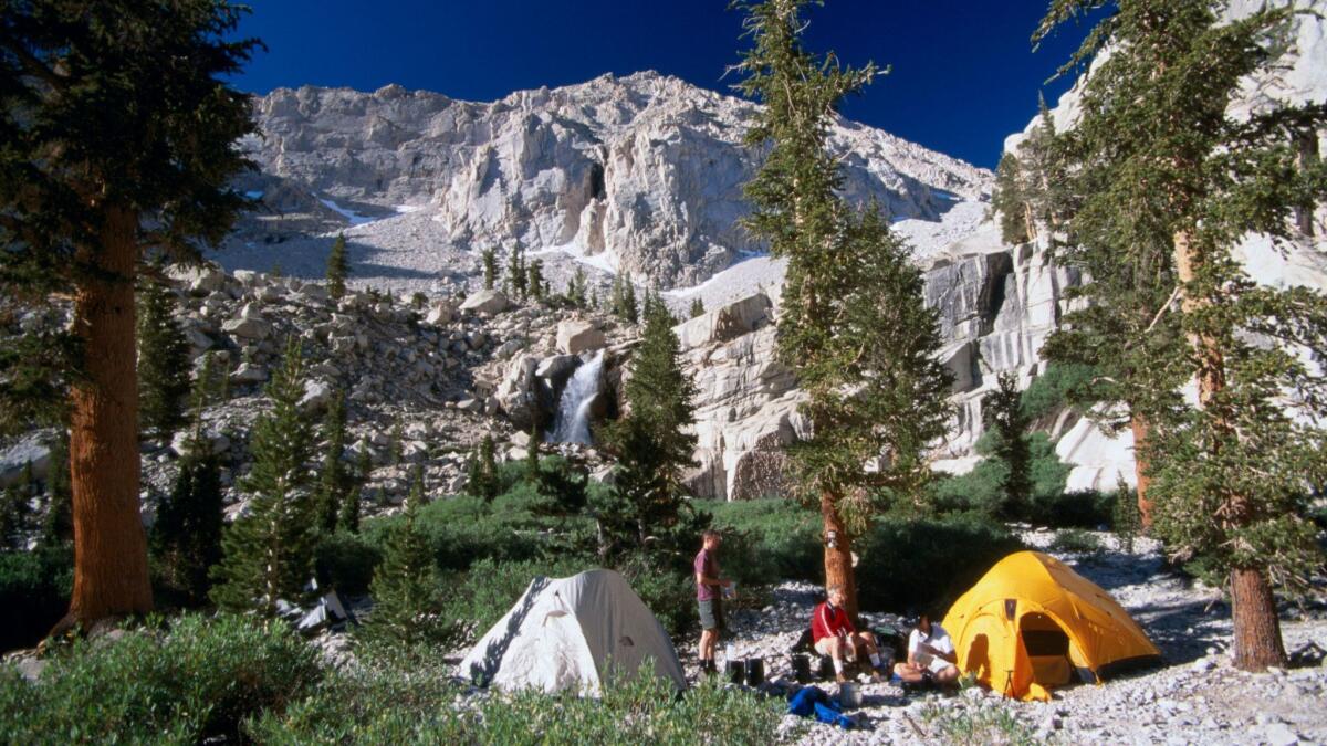 Campers on the Whitney Portal Trail, in the Sierra Nevada mountains, Inyo National Forest, Calif. (Brent Winebrenner / Getty Images/Lonely Planet Image)