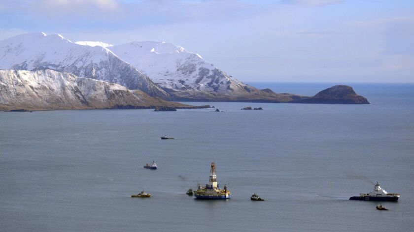 The floating drill rig Kulluk in Alaska's Kiliuda Bay in 2013.