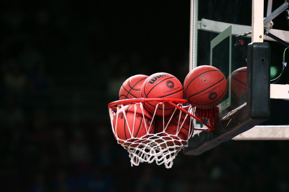 Basketballs in net