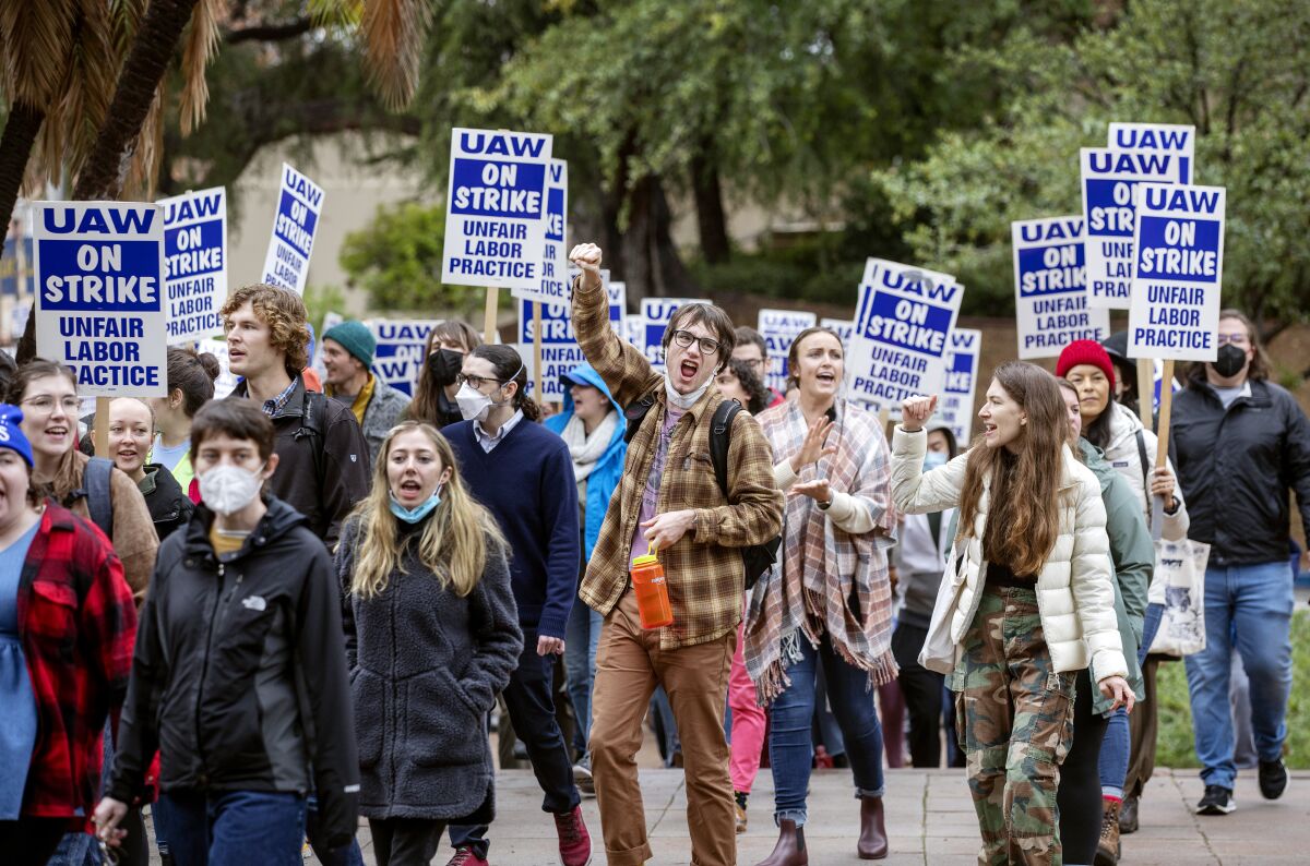 Graduate student workers on strike at UCLA,  joined by faculty