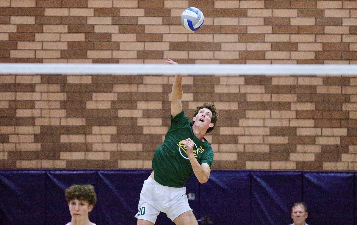 Grayson Bradford, a 6-foot-11 senior at Mira Costa, comes from a family of large people and volleyball enthusiasts.