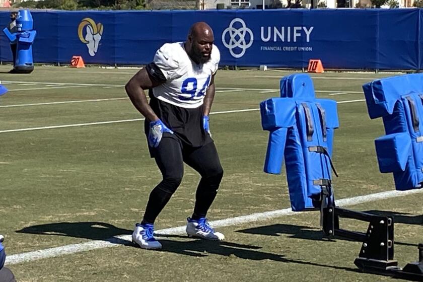 A'Shawn Robinson works out on his own hoping to make his debut with the Rams soon.