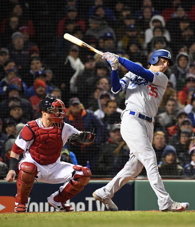 Dodgers' Cody Bellinger strikes out in the eighth inning.