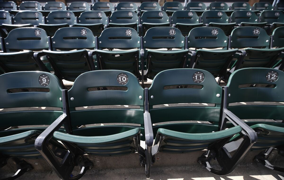 A view of seats in the outfield at Guaranteed Rate Field, home of the Chicago White Sox.