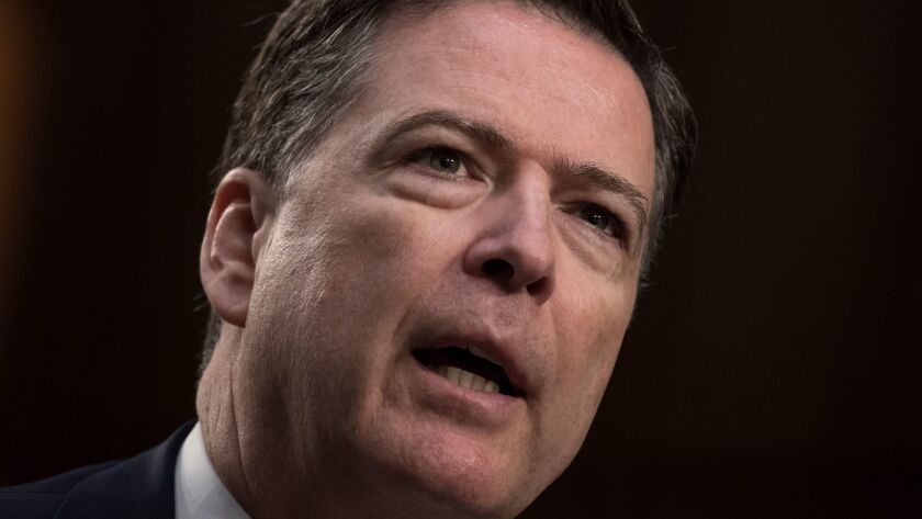 Former FBI Director James Comey testifies before the Senate Select Committee on Intelligence on Thursday.