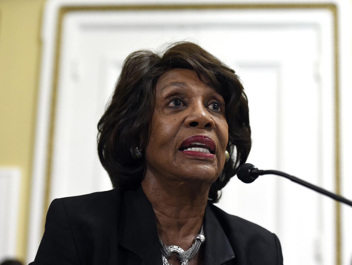 Rep. Maxine Waters speaks during a House committee meeting.