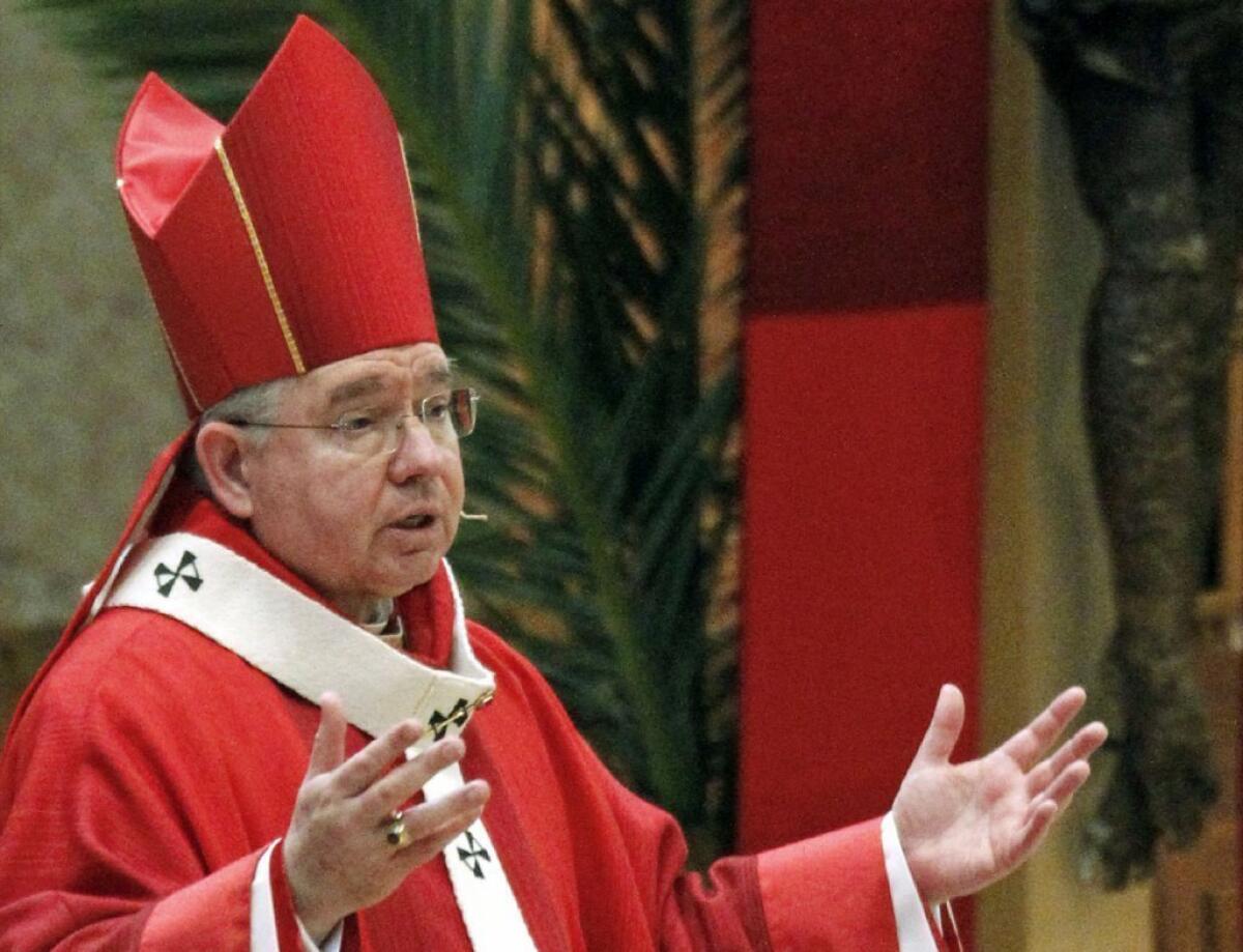 Los Angeles Archbishop Jose Gomez, seen here last April, relieved his predecessor, Cardinal Roger M. Mahony, of his remaining public duties in the church.