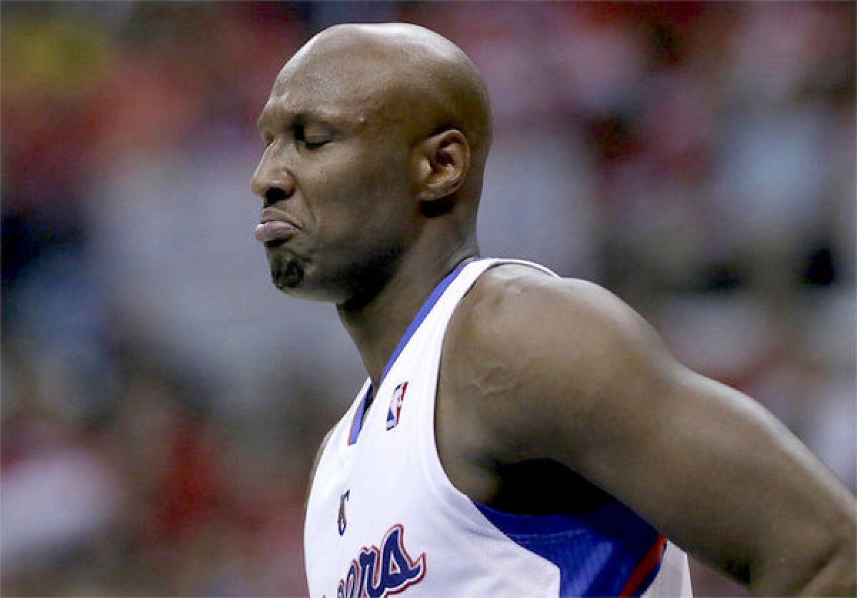 Clippers forward Lamar Odom during a break in the action against the Memphis Grizzlies.