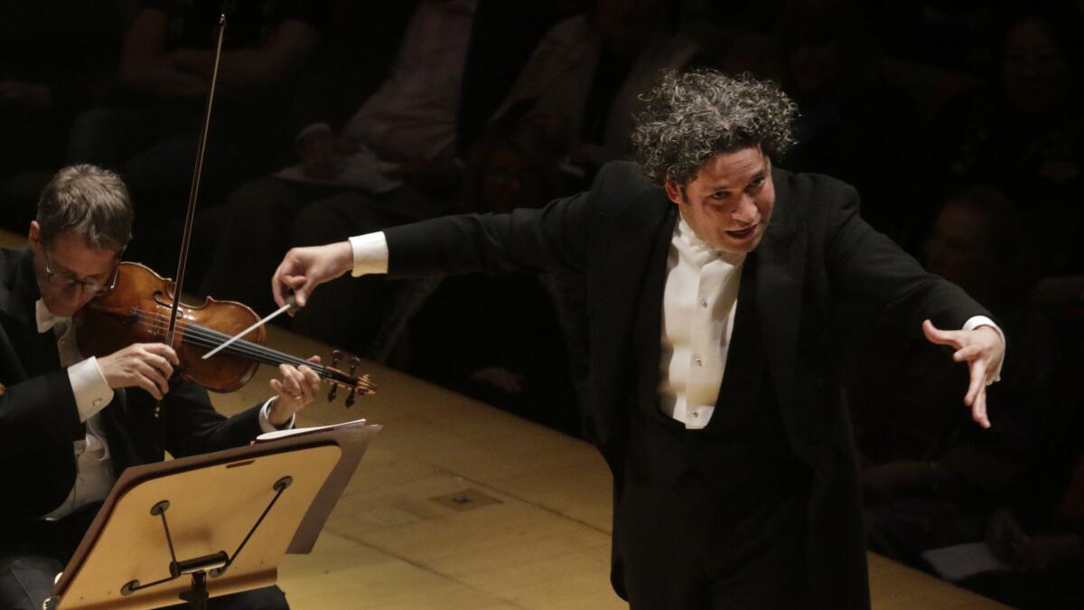 Gustavo Dudamel conducts the L.A. Philharmonic on Thursday in a program featuring Ravel and the world premiere of Kaija Saariaho's "True Fire."