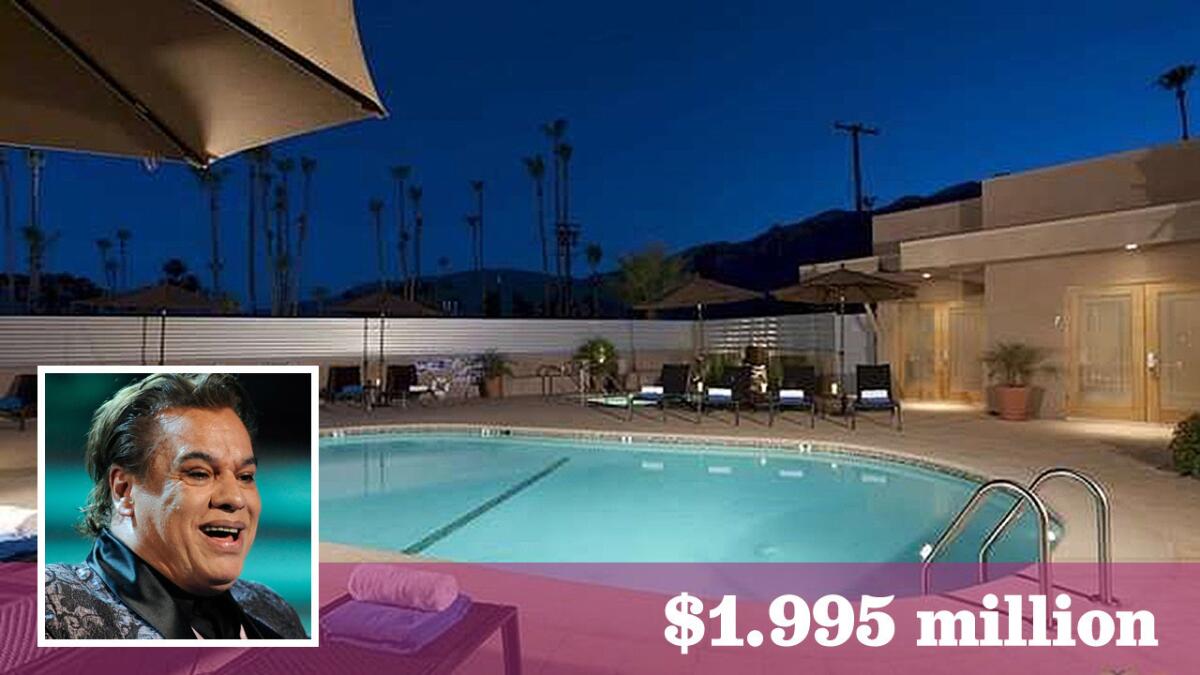A Palm Springs compound owned by late Mexican vocalist Juan Gabriel has come to market for about $2 million.