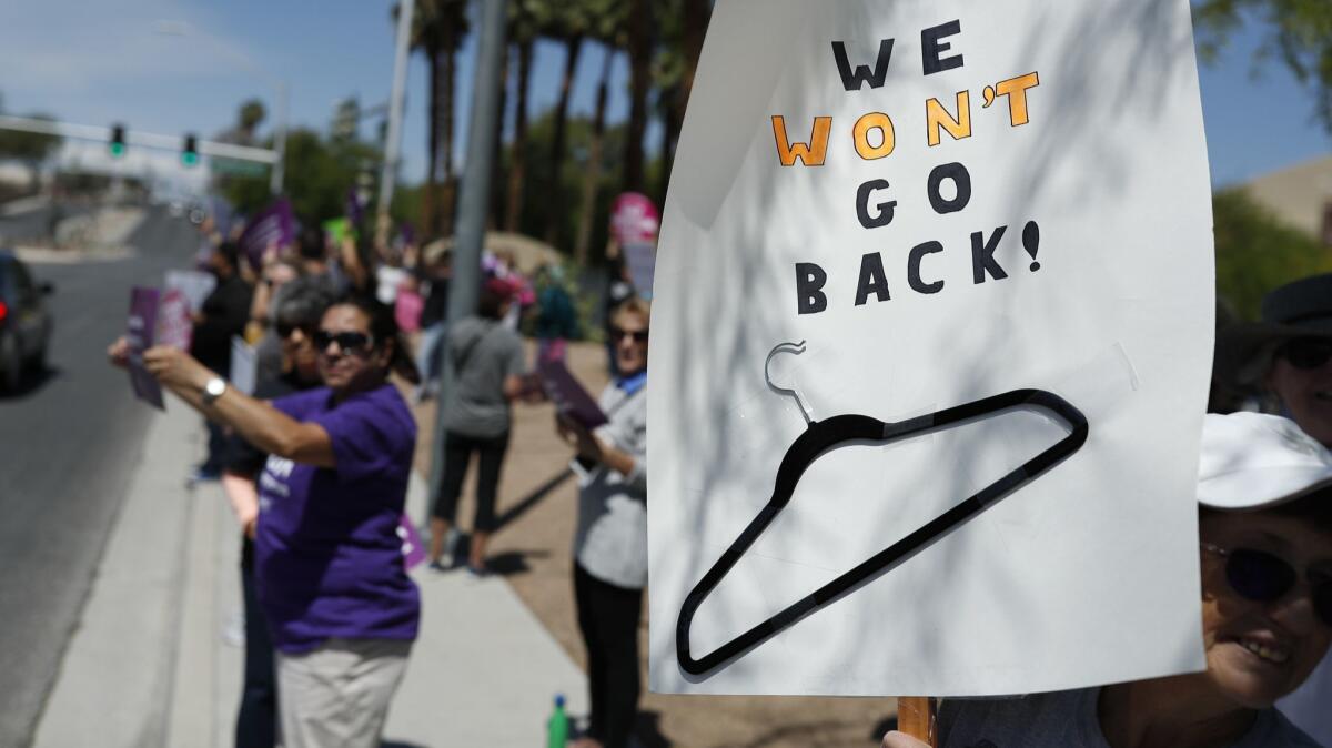 People rally in support of abortion rights in Las Vegas in May.