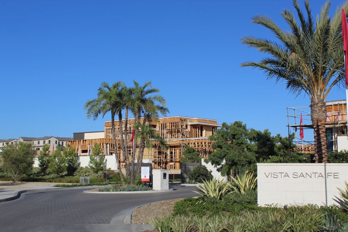 The Vista Santa Fe community still under construction in Pacific Highlands Ranch is assigned to Solana Santa Fe in Rancho Santa Fe.