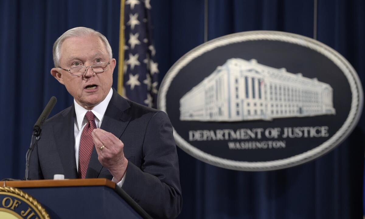 Atty Gen. Jeff Sessions speaks at the Justice Department about President Obama's Deferred Action for Childhood Arrivals program.