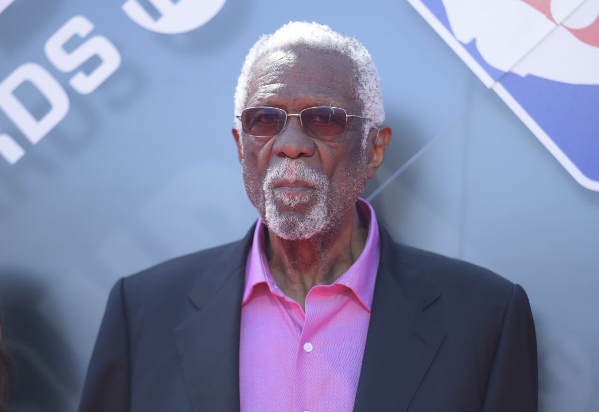 In this June 25, 2018, file photo, Bill Russell arrives at the NBA Awards at the Barker Hangar in Santa Monica.