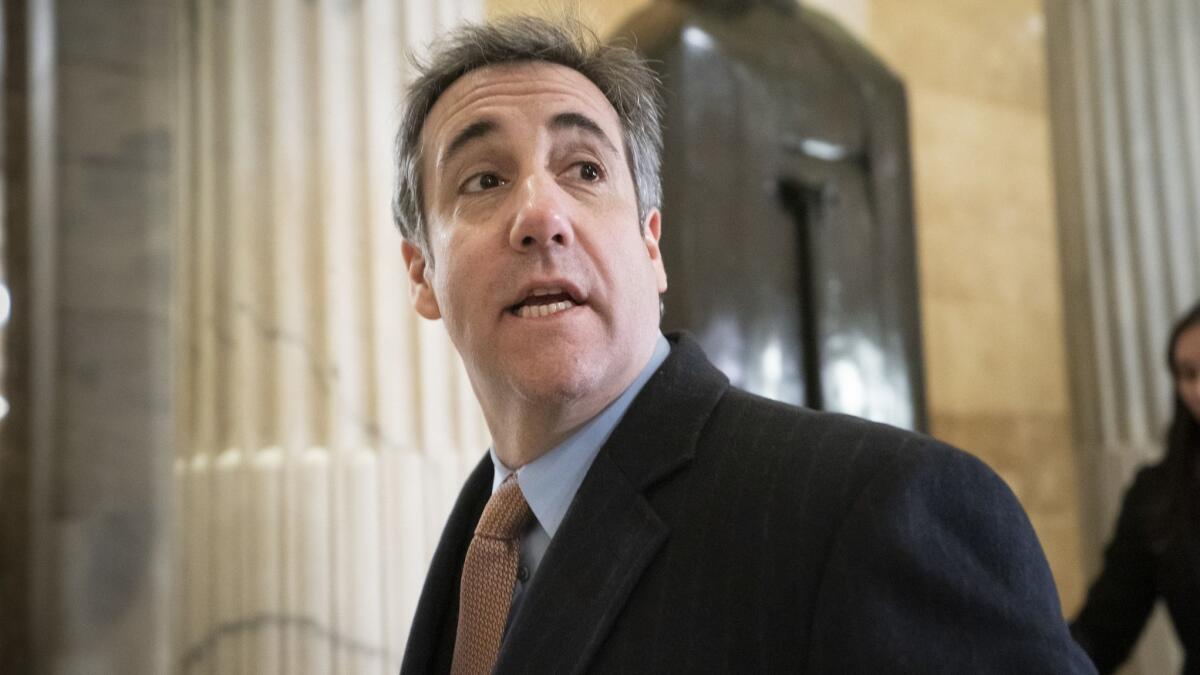 Michael Cohen, President Donald Trump's former lawyer, returns to testify on Capitol Hill in Washington on March 6.