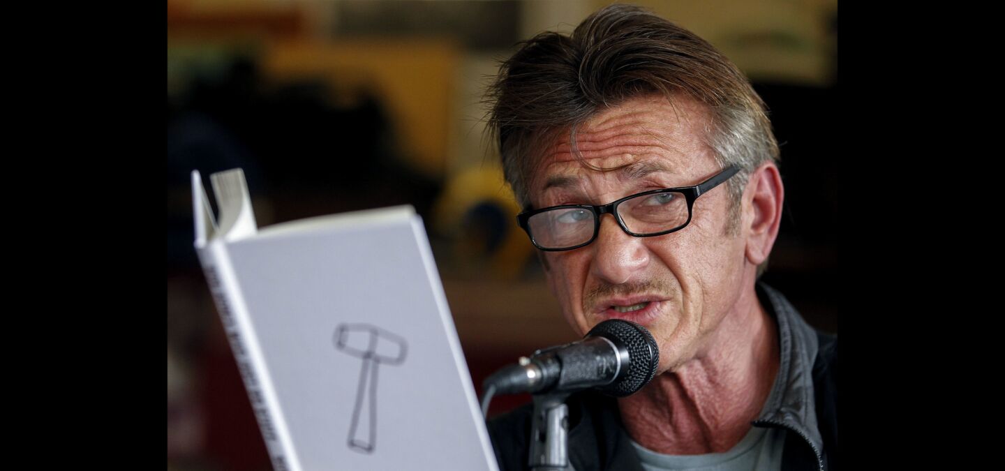 Sean Penn reads from his book 'Bob Honey Who Just Do Stuff' at D.G. Wills Books in La Jolla.