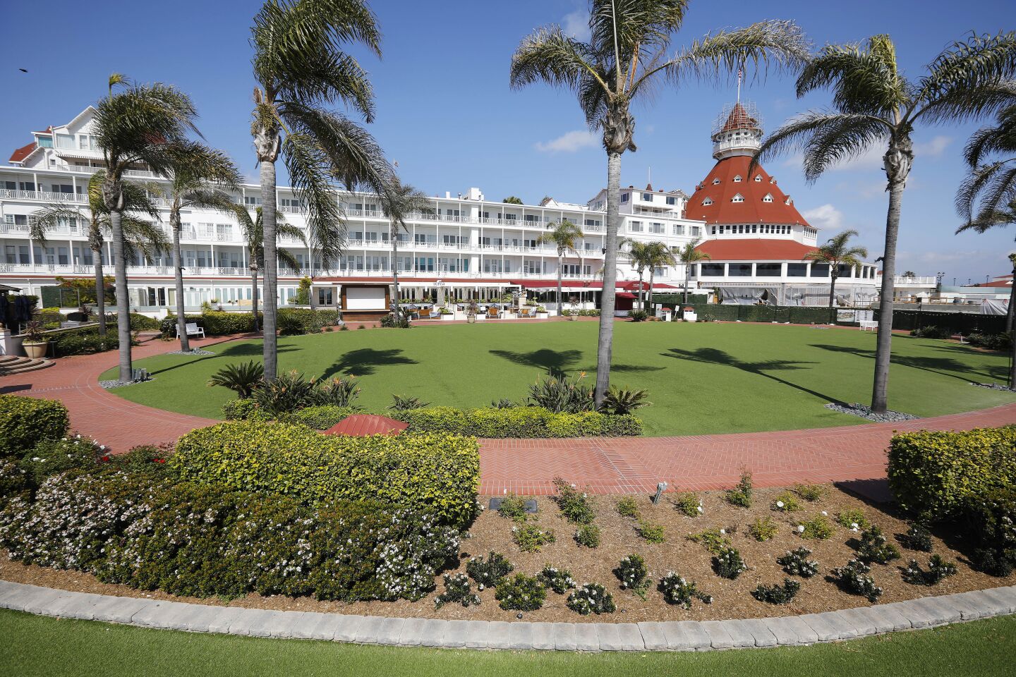 The Hotel del Coronado has temporarily suspended operations for the first time in its 132 year history, shown here on March 29, 2020.