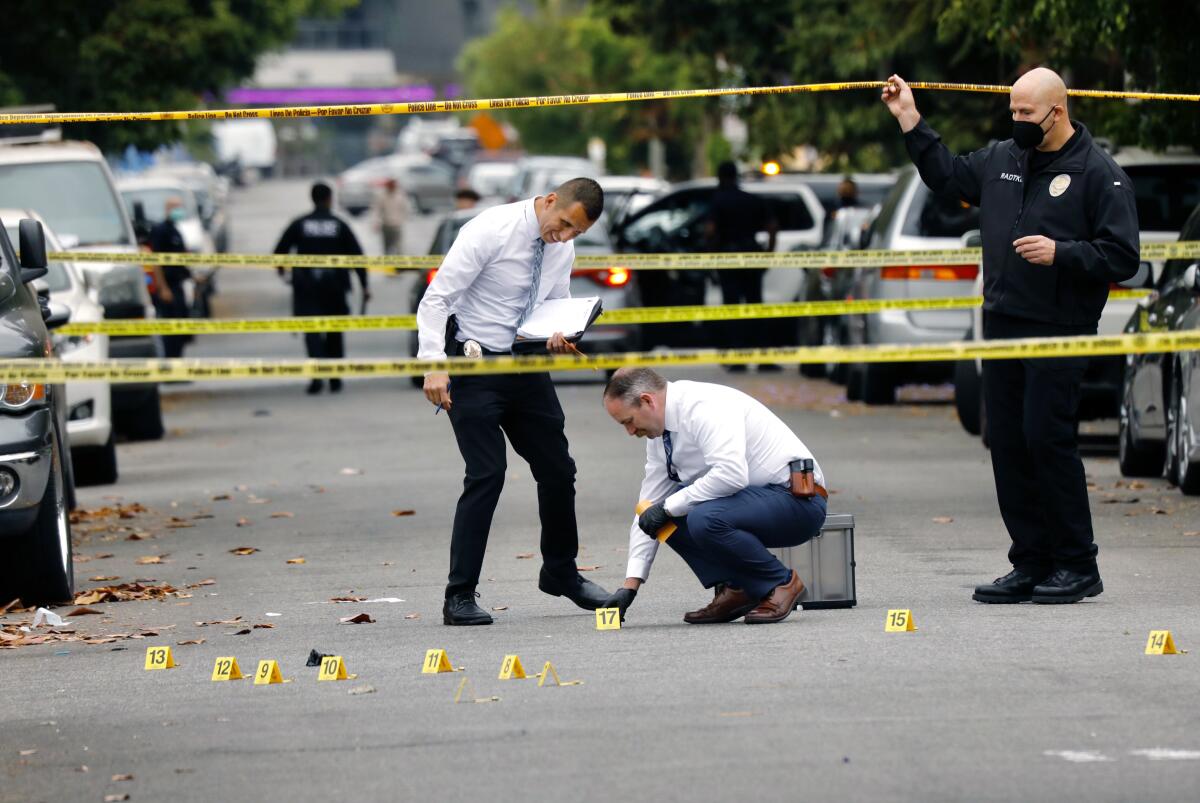 Police investigate a shooting in Hollywood.