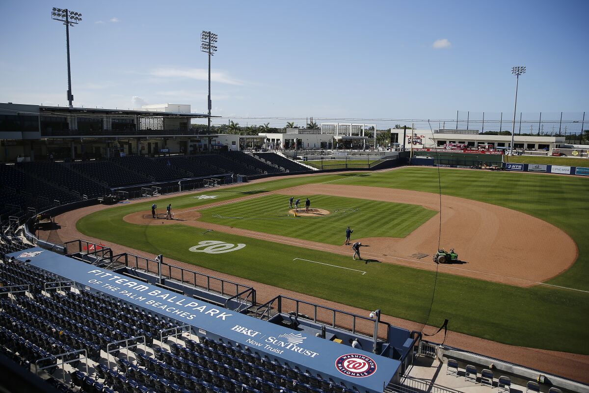 A view of FITTEAM Ballpark in West Palm Beach, Fla., after a spring training game between the Yankees and Nationals on March 12.