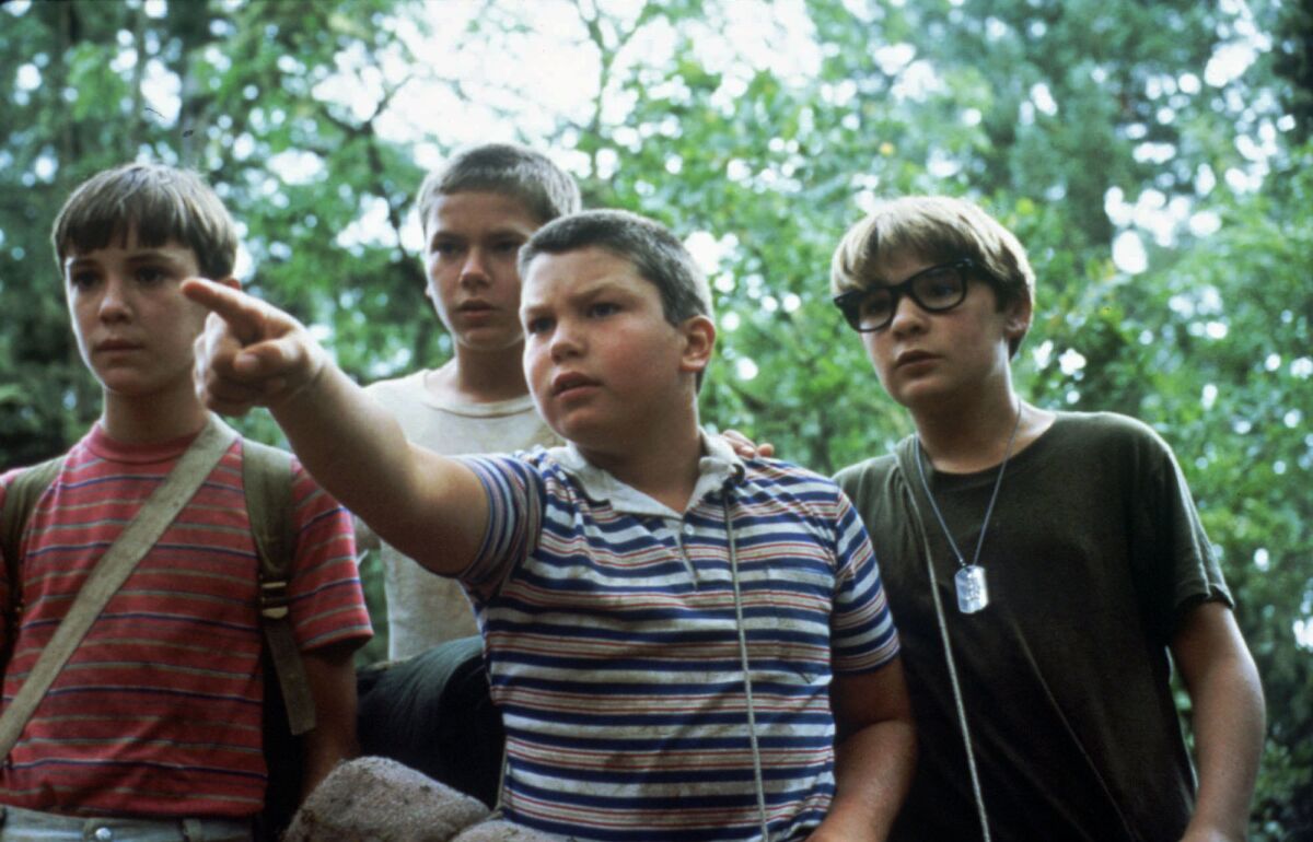 Wil Wheaton, left, River Phoenix, Jerry O'Connell and Corey Feldman in "Stand By Me" (1986)